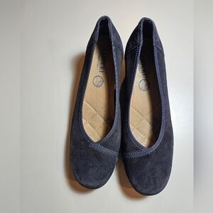 Women's Dark Blue Suede Wedge Heel Flats